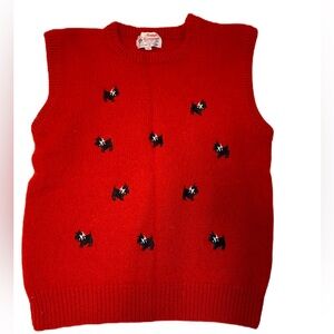 Vintage Lady Clansman Women’s Sweater Vest Medium Red Scottie Dogs Shetland Wool